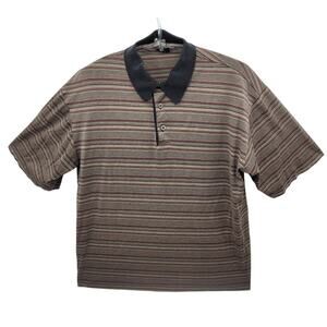 Como‎ Sport Brown Striped Collar Short Sleeve Mens Polo Shirt size small